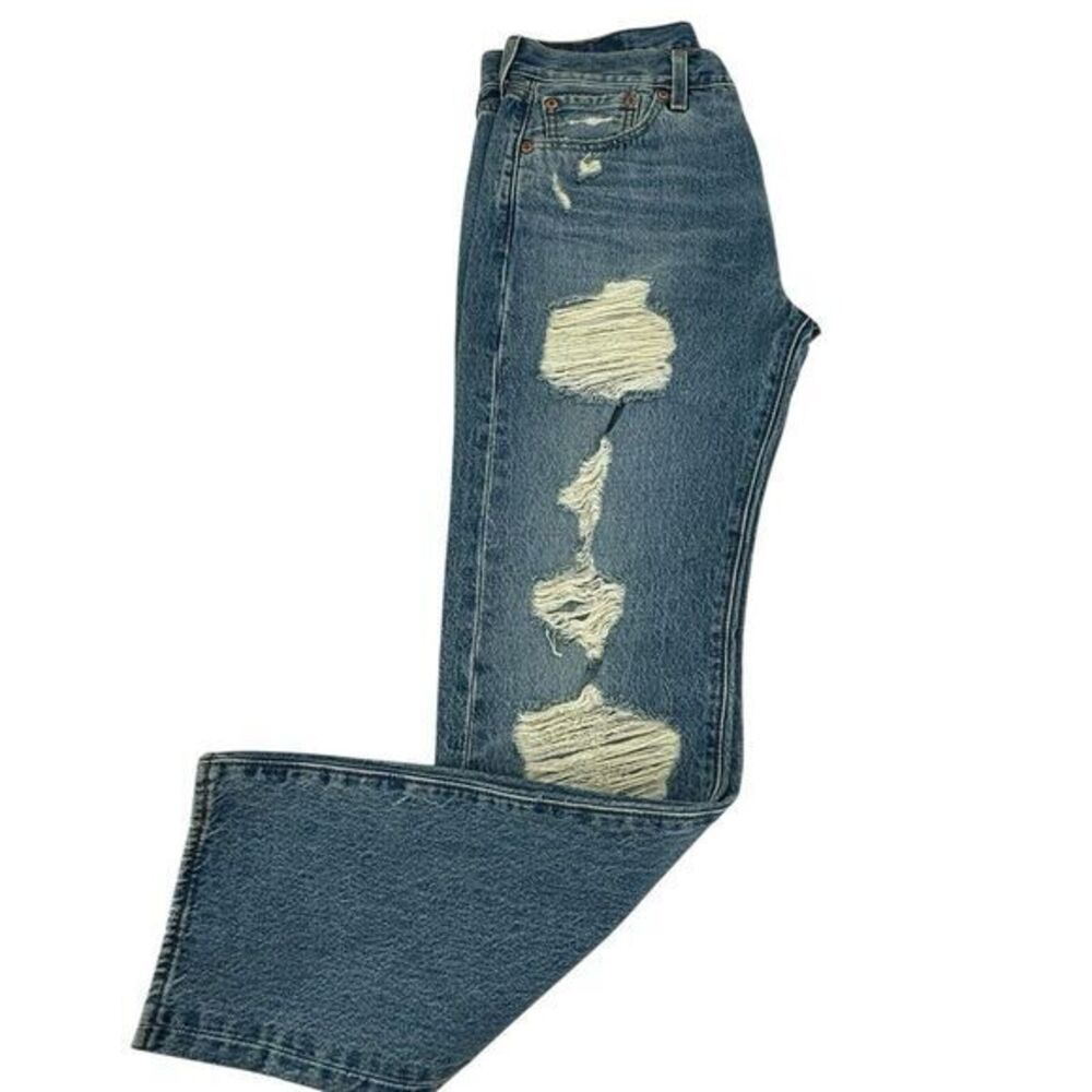 Levis 501 Original Fit Ripped Jeans‎ 005013032 Blue Medium Wash Men's Sz 30 X 30 - Picture 3 of 11